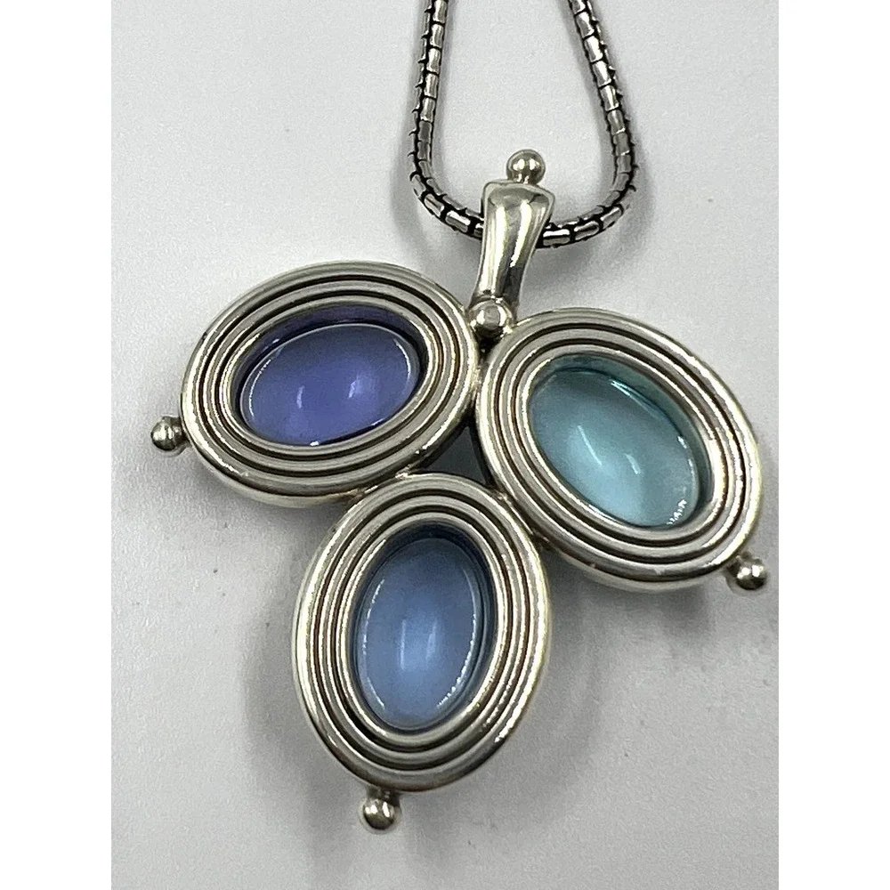 Brighton Jules Blue Crystals Pendant Necklace Silver - Picture 4 of 5